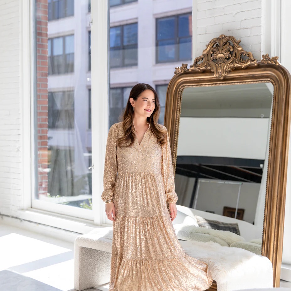 Sail To Sable Gold Ann Sequin Dress